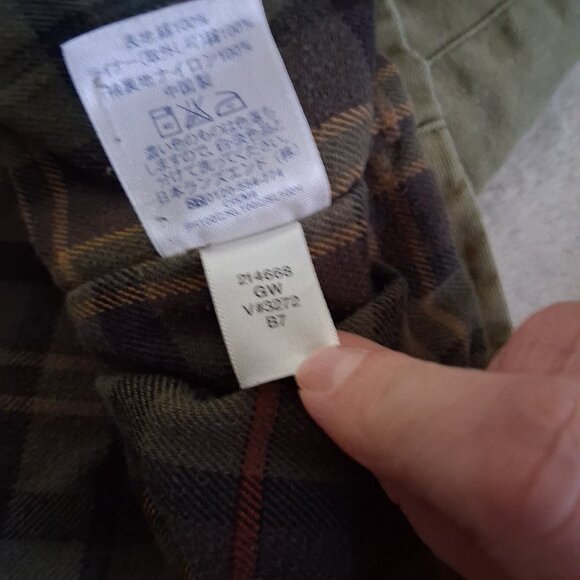 Lands' End Women's Medium Petite Khaki Green Plaid Lined Canvas Chore Coat - Picture 8 of 14